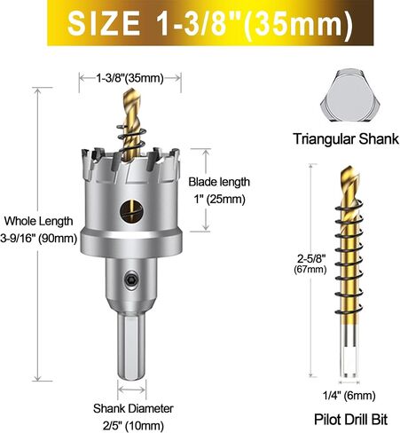 ASNOMY 3Pcs TCT Hole Saw Set for Hard Metal, 1-1/4 Inch Tungsten Carbide Tipped Hole Saw Cutter with Titanium-Plated Pilot Drill bit for Metal, Stainless Steel, Iron, Wood, Plastic in Saudi Arabia