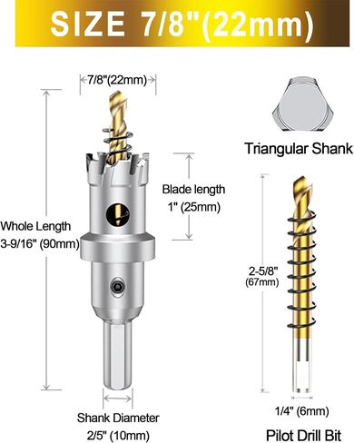ASNOMY 3Pcs TCT Hole Saw Set for Hard Metal, 1-1/4 Inch Tungsten Carbide Tipped Hole Saw Cutter with Titanium-Plated Pilot Drill bit for Metal, Stainless Steel, Iron, Wood, Plastic in Saudi Arabia