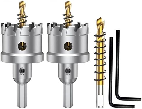 ASNOMY 3Pcs TCT Hole Saw Set for Hard Metal, 1-1/4 Inch Tungsten Carbide Tipped Hole Saw Cutter with Titanium-Plated Pilot Drill bit for Metal, Stainless Steel, Iron, Wood, Plastic in Saudi Arabia