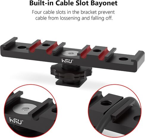 HSU Cold Shoe Mount Bracket, Triple-Head Hot Shoe Mount, and 1/4 Screw Port, Aluminum Cold Shoe Plate Adapter with Cable Slot Bayonet for Microphone, Led Video Light, Monitor (Extension), HGP322L in Saudi Arabia