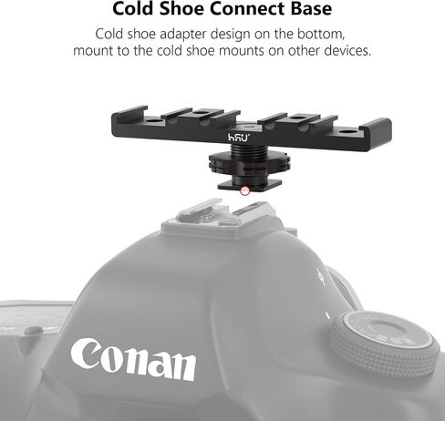 HSU Cold Shoe Mount Bracket, Triple-Head Hot Shoe Mount, and 1/4 Screw Port, Aluminum Cold Shoe Plate Adapter with Cable Slot Bayonet for Microphone, Led Video Light, Monitor (Extension), HGP322L in Saudi Arabia