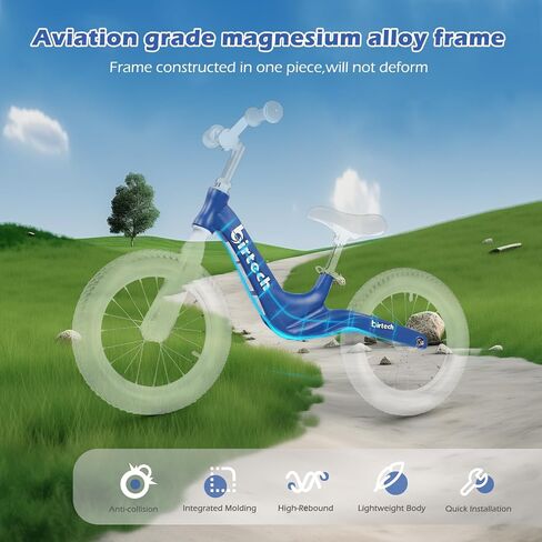 14" Kids Balance Bike for 3,4,5,6 Year Old Boys and Girls, Air Tires with Magnesium Alloy Frame, Lightweight No Pedal Toddler Training Bicycle in Saudi Arabia