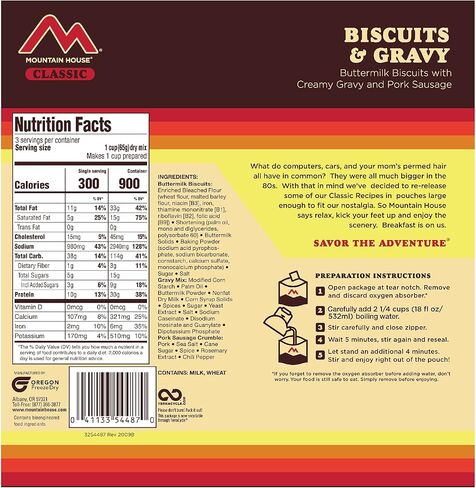 ماونتن هاوس كلاسيك بسكويت ومرق | تجميد الغذاء المجفف على الظهر والتخييم | 3 حصص in Kuwait