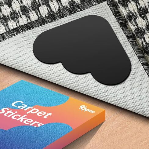KppeX 12 قطعة من قابض وسادة البساط للأرضيات الصلبة، وسادات سجاد مزدوجة الجوانب غير قابلة للانزلاق، ملصقات شريط سجاد قابلة للغسل، شريط سجاد لمنطقة البساط، مقبض جانبي تحت الزاوية in Kuwait