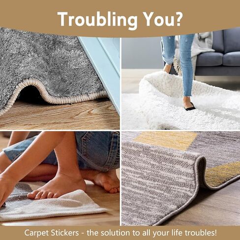 KppeX 12 قطعة من قابض وسادة البساط للأرضيات الصلبة، وسادات سجاد مزدوجة الجوانب غير قابلة للانزلاق، ملصقات شريط سجاد قابلة للغسل، شريط سجاد لمنطقة البساط، مقبض جانبي تحت الزاوية in Kuwait