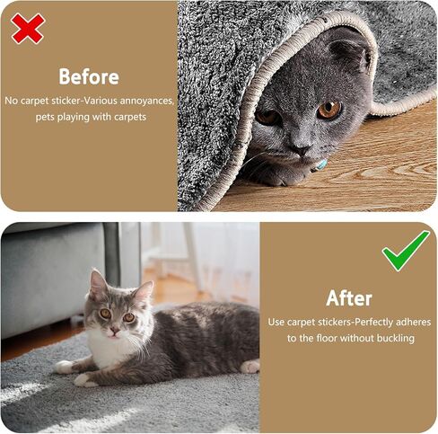 KppeX 12 قطعة من قابض وسادة البساط للأرضيات الصلبة، وسادات سجاد مزدوجة الجوانب غير قابلة للانزلاق، ملصقات شريط سجاد قابلة للغسل، شريط سجاد لمنطقة البساط، مقبض جانبي تحت الزاوية in Kuwait