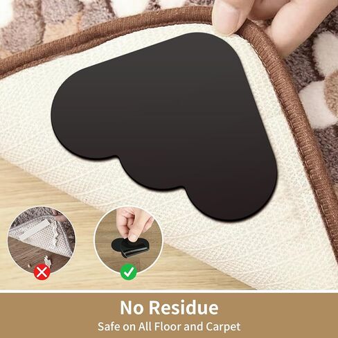 KppeX 12 قطعة من قابض وسادة البساط للأرضيات الصلبة، وسادات سجاد مزدوجة الجوانب غير قابلة للانزلاق، ملصقات شريط سجاد قابلة للغسل، شريط سجاد لمنطقة البساط، مقبض جانبي تحت الزاوية in Kuwait