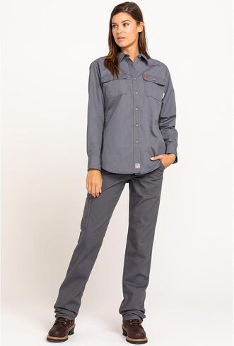 Ariat Female FR Stretch DuraLight Canvas Stackable Straight Leg Pant Iron Grey 33 in Saudi Arabia