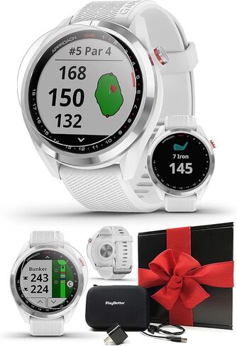 Garmin Approach S42 (Rose Gold/Light Sand) Womens Golf GPS Watch - Gift Box Bundle with PlayBetter Wall Adapter, HD Tempered Glass, & Hard Case - 42,000+ Courses, Green View True Shape & F/M/B Yardage in Saudi Arabia