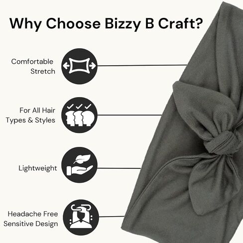 Wide Tie Handmade Headband - Comfortable, Light, Soft, and Stretchy | Washable + Headache Free Design | Crafted in small batches from New York | Bizzy B Crafts (Daffodil Yellow) in Saudi Arabia
