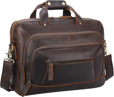 TIDING حقيبة جلدية محببة بالكامل للرجال، حقيبة كتف للكمبيوتر المحمول مقاس 15.6 بوصة، حقيبة كتف للأعمال والسفر in Kuwait