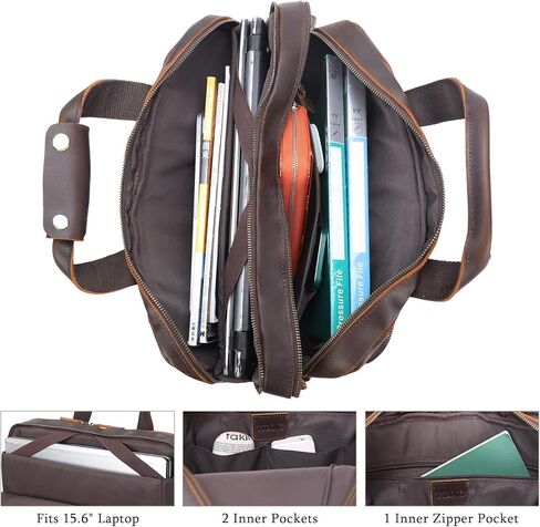 TIDING حقيبة جلدية محببة بالكامل للرجال، حقيبة كتف للكمبيوتر المحمول مقاس 15.6 بوصة، حقيبة كتف للأعمال والسفر in Kuwait