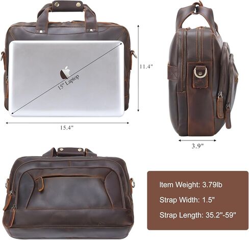 TIDING حقيبة جلدية محببة بالكامل للرجال، حقيبة كتف للكمبيوتر المحمول مقاس 15.6 بوصة، حقيبة كتف للأعمال والسفر in Kuwait