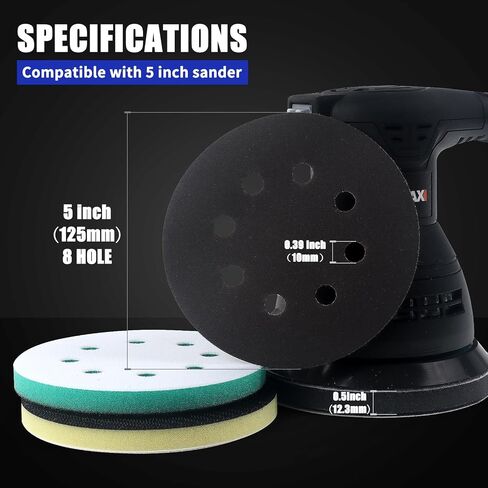 144PCS 5 Inch Sanding Discs Hook and Loop Wet Dry Sanding Paper, 8 Holes Orbital Sander Sandpaper with 4PCS Upgraded Interface Pads, Silicon Carbide Assortment 400 600 800 1000 1500 2000 3000 5000 in Saudi Arabia