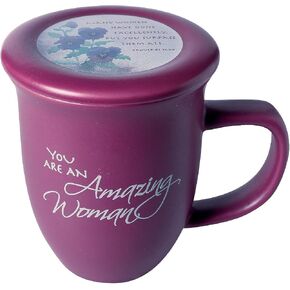 Amazing Woman Mug And Coaster/Lid - Ceramic - Large 14 Ounce Coffee Or Tea Cup - Dusky Purple in Saudi Arabia