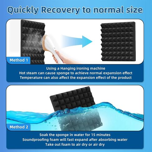 Upgraded 48 Pack Self-Adhesive Acoustic Panels,35kg/m³ High-Density Sound Proof Foam Panels for Walls, 2" X 12" X 12" Fast Expand Soundproof Wall Panels-Absorbs Sound & Eliminates Echoe in Saudi Arabia
