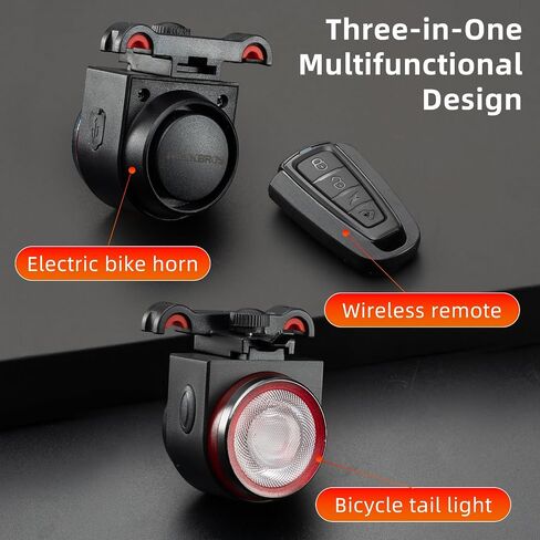 ROCKBROS Smart Bike Tail Light with Bike Horn Alarm, USB Rechargeable Rear Bike Light for Night Riding, Waterproof and Anti - Theft,Wireless Remote Control in Saudi Arabia