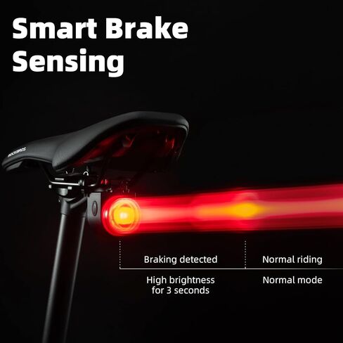 ROCKBROS Smart Bike Tail Light with Bike Horn Alarm, USB Rechargeable Rear Bike Light for Night Riding, Waterproof and Anti - Theft,Wireless Remote Control in Saudi Arabia