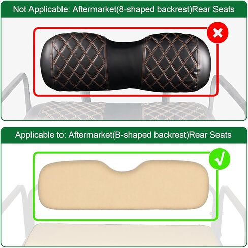 NOKINS Golf Cart Seat Covers Fit Club Car Precedent/DS/EZGO RXV/TXT/Yamaha Drive Aftermarket Standard Rear Seat Cushion, No Stapler, Multiple Colors&Breathable (Black&Brown Stitch) in Saudi Arabia