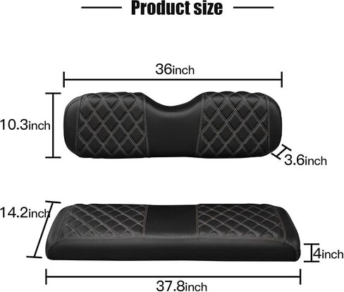 NOKINS Golf Cart Seat Covers Fit Club Car Precedent/DS/EZGO RXV/TXT/Yamaha Drive Aftermarket Standard Rear Seat Cushion, No Stapler, Multiple Colors&Breathable (Black&Brown Stitch) in Saudi Arabia