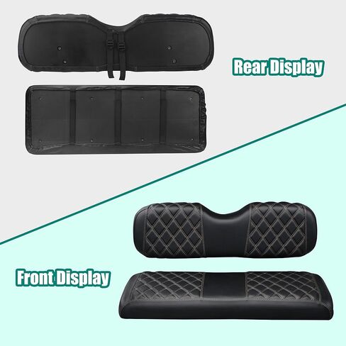 NOKINS Golf Cart Seat Covers Fit Club Car Precedent/DS/EZGO RXV/TXT/Yamaha Drive Aftermarket Standard Rear Seat Cushion, No Stapler, Multiple Colors&Breathable (Black&Brown Stitch) in Saudi Arabia