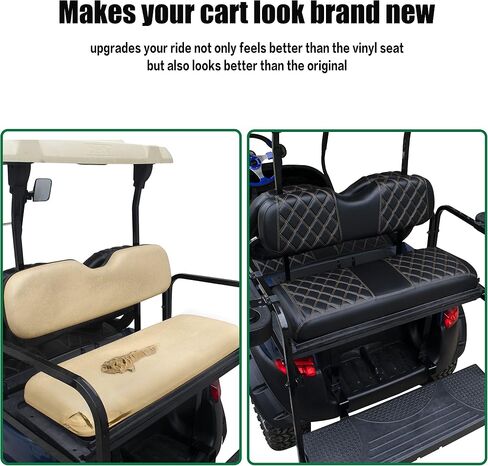 NOKINS Golf Cart Seat Covers Fit Club Car Precedent/DS/EZGO RXV/TXT/Yamaha Drive Aftermarket Standard Rear Seat Cushion, No Stapler, Multiple Colors&Breathable (Black&Brown Stitch) in Saudi Arabia
