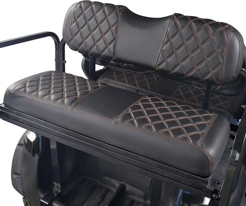 NOKINS Golf Cart Seat Covers Fit Club Car Precedent/DS/EZGO RXV/TXT/Yamaha Drive Aftermarket Standard Rear Seat Cushion, No Stapler, Multiple Colors&Breathable (Black&Brown Stitch) in Saudi Arabia