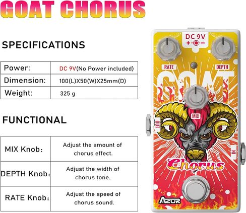 AZOR Mini Chorus Guitar Pedal for Pedal Boards, Classic Goat Digital Chorus Effects Pedal for Electric Guitar AP511 in Saudi Arabia
