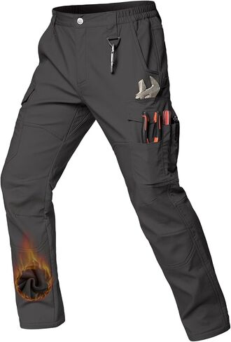 CARWORNIC Men's Ripstop Fleece Lined Tactical Work Pants Warm Water Resistant Flex Utility Cargo Skiing Hiking Pants in Saudi Arabia