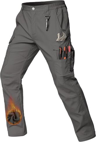 CARWORNIC Men's Ripstop Fleece Lined Tactical Work Pants Warm Water Resistant Flex Utility Cargo Skiing Hiking Pants in Saudi Arabia