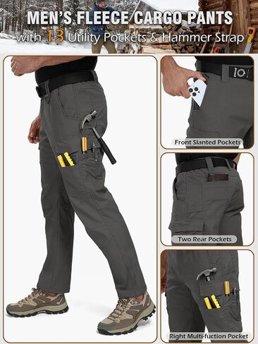 CARWORNIC Men's Ripstop Fleece Lined Tactical Work Pants Warm Water Resistant Flex Utility Cargo Skiing Hiking Pants in Saudi Arabia
