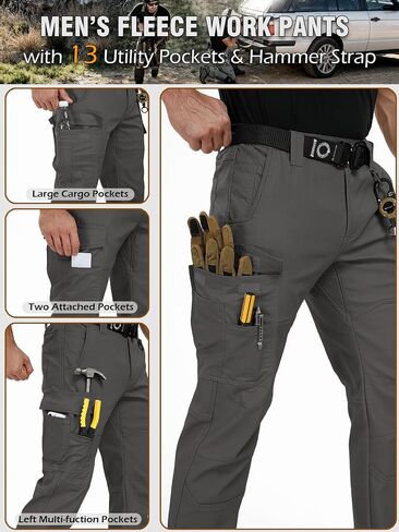 CARWORNIC Men's Ripstop Fleece Lined Tactical Work Pants Warm Water Resistant Flex Utility Cargo Skiing Hiking Pants in Saudi Arabia