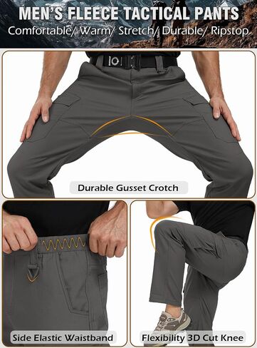CARWORNIC Men's Ripstop Fleece Lined Tactical Work Pants Warm Water Resistant Flex Utility Cargo Skiing Hiking Pants in Saudi Arabia