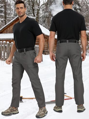 CARWORNIC Men's Ripstop Fleece Lined Tactical Work Pants Warm Water Resistant Flex Utility Cargo Skiing Hiking Pants in Saudi Arabia