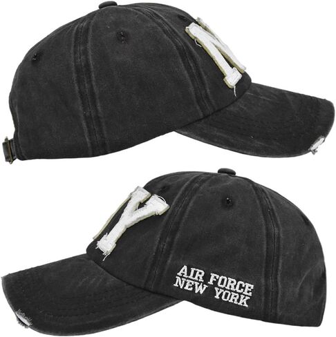 Distressed Denim Baseball Cap for Men and Women | Vintage Style | Adjustable Dad Hat | Light Grey NY in Saudi Arabia