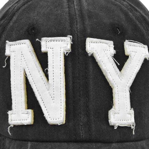Distressed Denim Baseball Cap for Men and Women | Vintage Style | Adjustable Dad Hat | Light Grey NY in Saudi Arabia