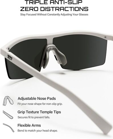 TIJN Anti-Slip Sports Sunglasses for Men Women, UV400 Running Baseball Cycling Driving Fishing Outdoor Glasses, Rail in Kuwait