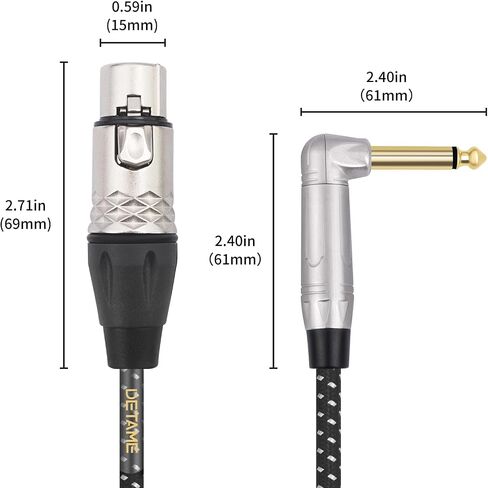 1FT الزاوية اليمنى 1/4 TS إلى XLR أنثى ميكروفون Aduio كابل ، 6.35 مللي متر Mnon إلى 3Pin XLR أنثى خلاط ، كابل إشارة مكبر الصوت النشط in Kuwait