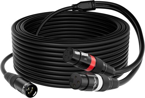 XLR Splitter Y-XLR Cable 15 FT, Gold-Plated 3-Pin XLR Male to Dual XLR Female Patch Y Cable, Bi-Directional Balanced Microphone Adapter Cord, 1 XLR to 2 XLR Cable, Oxygen-Free Copper in Saudi Arabia