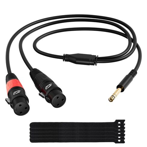 Elecan 6.35mm (1/4 Inch) TRS Male to Dual XLR Male Y Splitter Stereo Breakout Cable 4 Ft, Unbalanced 3-Pin Dual XLR to 1/4 Microphone Audio Patch Cord Adapter for Mic Guitar Mixer Speaker +5 Ties in Kuwait