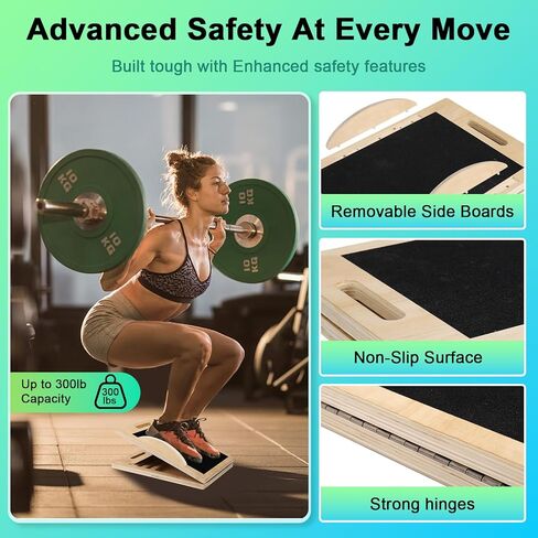 لوح مائل لتمديد ربلة الساق، 3 في 1 لوح توازن إسفين مضاد للانزلاق للعلاج الطبيعي، ممتد ربلة الساق لمدرب القوة الأساسية، لوح هزاز خشبي in Kuwait