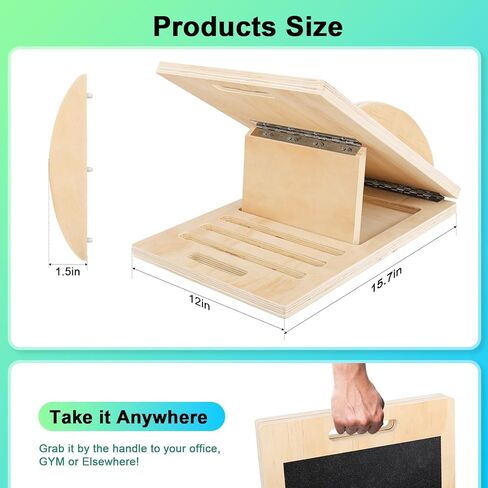 لوح مائل لتمديد ربلة الساق، 3 في 1 لوح توازن إسفين مضاد للانزلاق للعلاج الطبيعي، ممتد ربلة الساق لمدرب القوة الأساسية، لوح هزاز خشبي in Kuwait