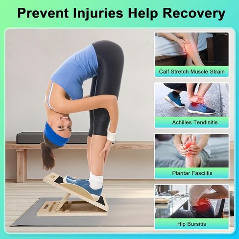 لوح مائل لتمديد ربلة الساق، 3 في 1 لوح توازن إسفين مضاد للانزلاق للعلاج الطبيعي، ممتد ربلة الساق لمدرب القوة الأساسية، لوح هزاز خشبي in Kuwait