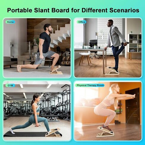 لوح مائل لتمديد ربلة الساق، 3 في 1 لوح توازن إسفين مضاد للانزلاق للعلاج الطبيعي، ممتد ربلة الساق لمدرب القوة الأساسية، لوح هزاز خشبي in Kuwait