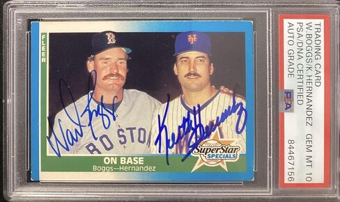 Wade Boggs Signed 1987 Fleer #637 Baseball Card Hernandez Auto PSA/DNA GEM MT 10 - Baseball Slabbed Autographed Cards in Saudi Arabia