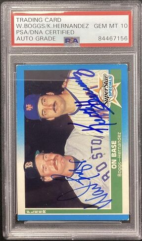 Wade Boggs Signed 1987 Fleer #637 Baseball Card Hernandez Auto PSA/DNA GEM MT 10 - Baseball Slabbed Autographed Cards in Saudi Arabia