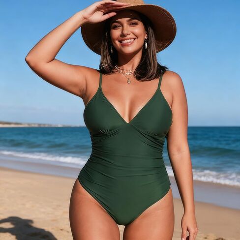Women's One Piece Swimsuit Tummy Control V Neck Bathing Suits in Saudi Arabia