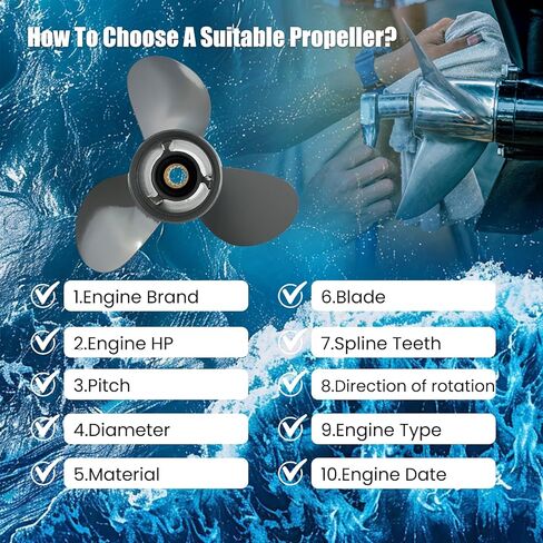 OEM ترقية الألومنيوم قارب خارجي المروحة لهوندا محركات 35HP 40HP 45HP 50HP 60 HP، 11 3/4x10 11 3/8x12 11 1/8x13 11 1/8x14 11 1/2x14 11x15,13 Spline Tooth، RH in Kuwait