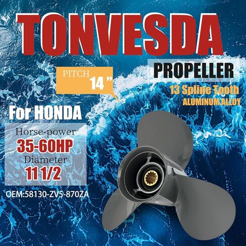 OEM ترقية الألومنيوم قارب خارجي المروحة لهوندا محركات 35HP 40HP 45HP 50HP 60 HP، 11 3/4x10 11 3/8x12 11 1/8x13 11 1/8x14 11 1/2x14 11x15,13 Spline Tooth، RH in Kuwait