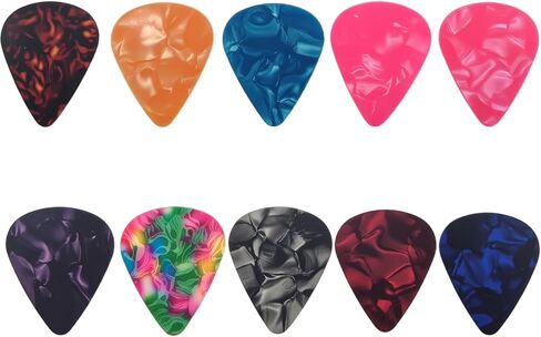 15 Pack Guitar Picks Plectrums with Organizer Storage Box, 0.5 0.75 1.0 mm Includes Thin Medium Heavy Thickness, Variety Colorful Celluloid Plectrums for Bass Electric Acoustic Guitars Ukulele in Saudi Arabia
